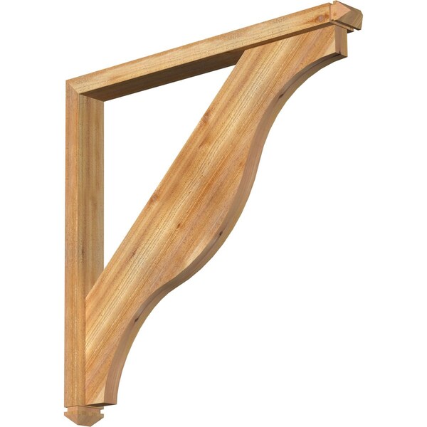 Ekena Millwork Funston Arts and Crafts Rough Sawn Bracket w/ Offset Brace, Western Red Cedar, 4"W x 38"D x 38"H BKT0402X38X38FST03RWR - main
